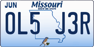 MO license plate OL5J3R