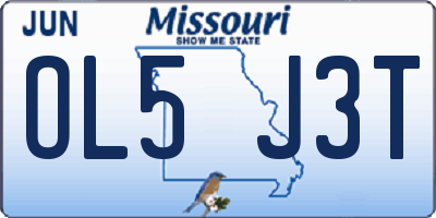 MO license plate OL5J3T