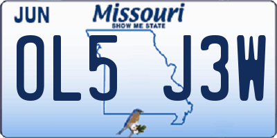 MO license plate OL5J3W