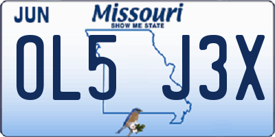 MO license plate OL5J3X