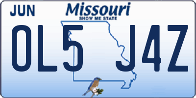 MO license plate OL5J4Z