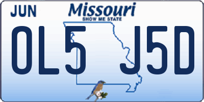 MO license plate OL5J5D