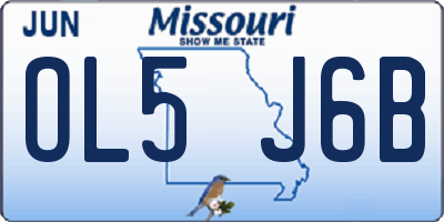 MO license plate OL5J6B