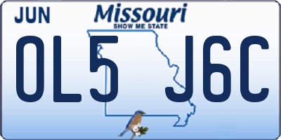MO license plate OL5J6C