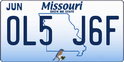 MO license plate OL5J6F