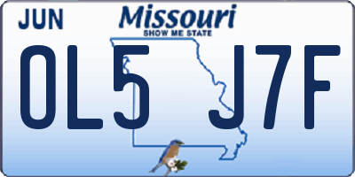 MO license plate OL5J7F