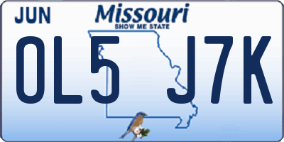 MO license plate OL5J7K