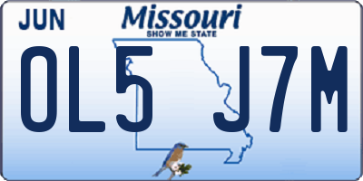MO license plate OL5J7M