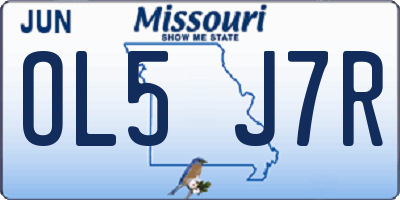 MO license plate OL5J7R