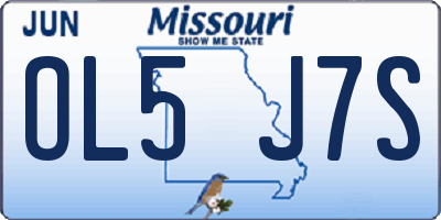 MO license plate OL5J7S