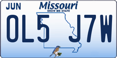 MO license plate OL5J7W