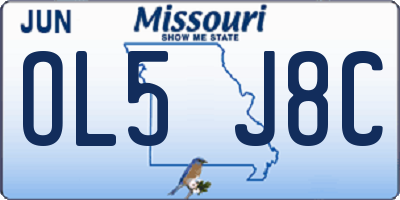 MO license plate OL5J8C