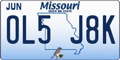 MO license plate OL5J8K