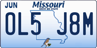 MO license plate OL5J8M