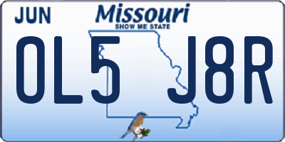 MO license plate OL5J8R