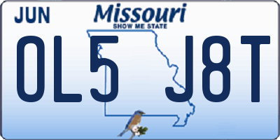 MO license plate OL5J8T