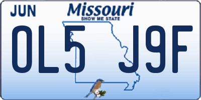 MO license plate OL5J9F