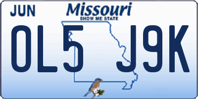 MO license plate OL5J9K
