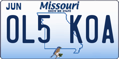 MO license plate OL5K0A