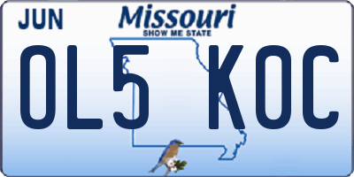 MO license plate OL5K0C