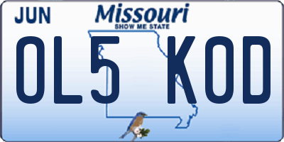 MO license plate OL5K0D