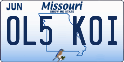 MO license plate OL5K0I