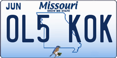 MO license plate OL5K0K