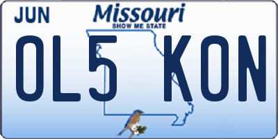 MO license plate OL5K0N