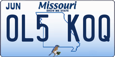 MO license plate OL5K0Q