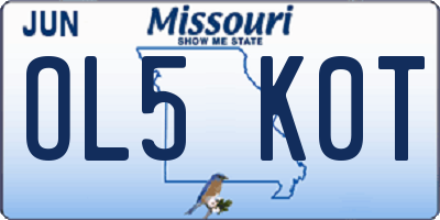 MO license plate OL5K0T