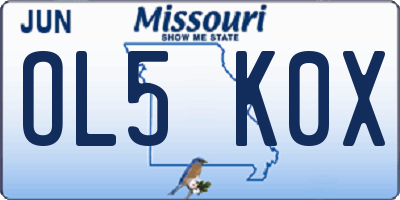 MO license plate OL5K0X