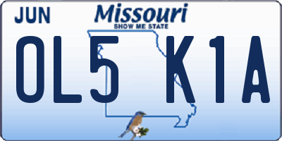 MO license plate OL5K1A