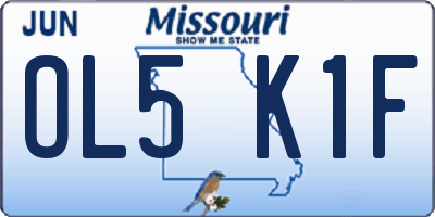MO license plate OL5K1F