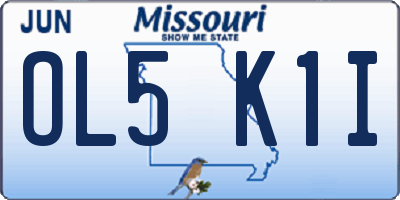 MO license plate OL5K1I