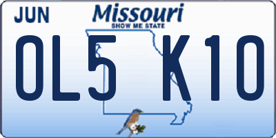 MO license plate OL5K1O