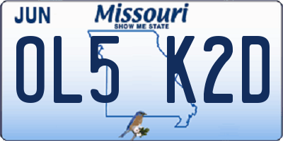 MO license plate OL5K2D