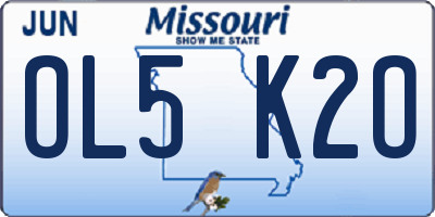MO license plate OL5K2O
