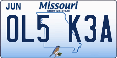 MO license plate OL5K3A