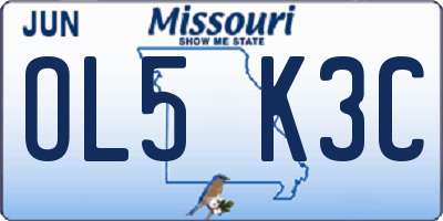 MO license plate OL5K3C
