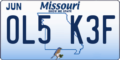 MO license plate OL5K3F