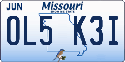 MO license plate OL5K3I