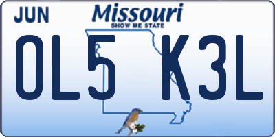 MO license plate OL5K3L
