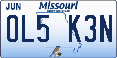 MO license plate OL5K3N