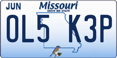 MO license plate OL5K3P