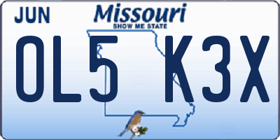 MO license plate OL5K3X