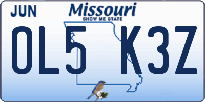 MO license plate OL5K3Z