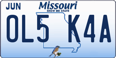 MO license plate OL5K4A
