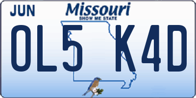 MO license plate OL5K4D