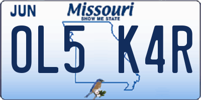 MO license plate OL5K4R
