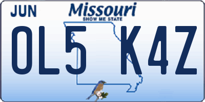 MO license plate OL5K4Z